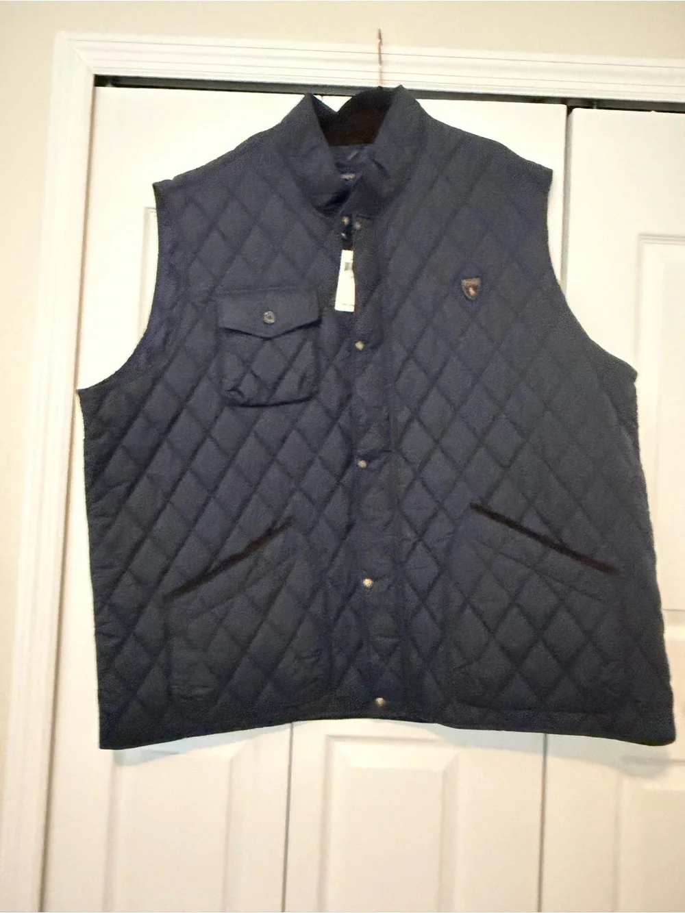 Ralph Lauren Quilted Navy Diamond-Pattern Vest